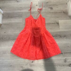 Coral Eyelet Dress